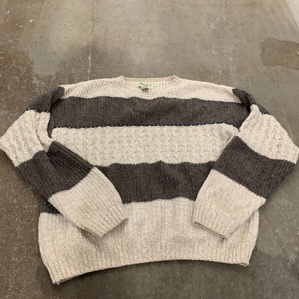 Eddie Bauer Men's Crewneck Sweater - Brown and Cream